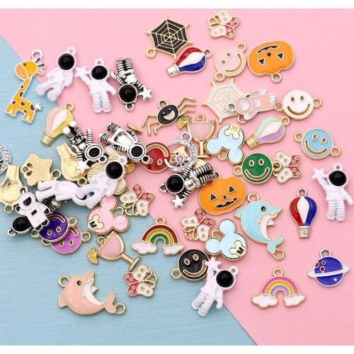 10Pcs Random Mix Lot Enamel Charm Pendant for Jewelry Making Earrings Bracelet Necklace Accessories DIY Findings 10 styles