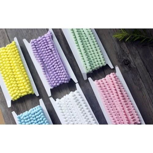 2yards mini pompom decorative trim 0.5cm ball diameter 1cm wide trimming laciness Handmade materials accesory