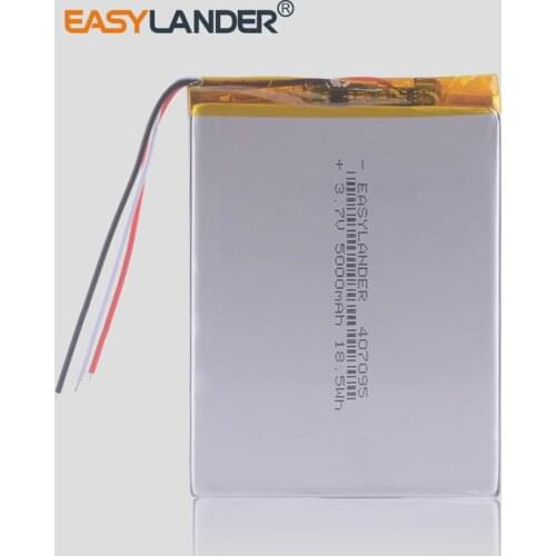 3.7V 5000mah (polymer lithium ion battery) Li-ion battery for tablet pc 7 inch MP3 MP4 [407095] replace High capacity 3wires