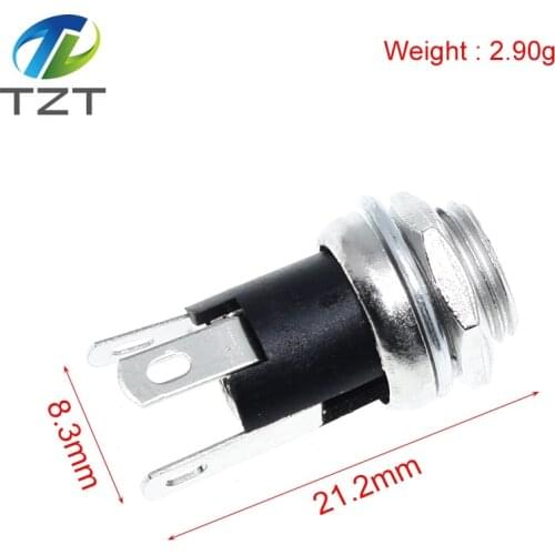 5.5mm x 2.1mm 5.5x2.1 DC Power Supply Plug Connector + Female Metal Panel Mount Socket Jack Plug DC Connectors Terminal Adapte