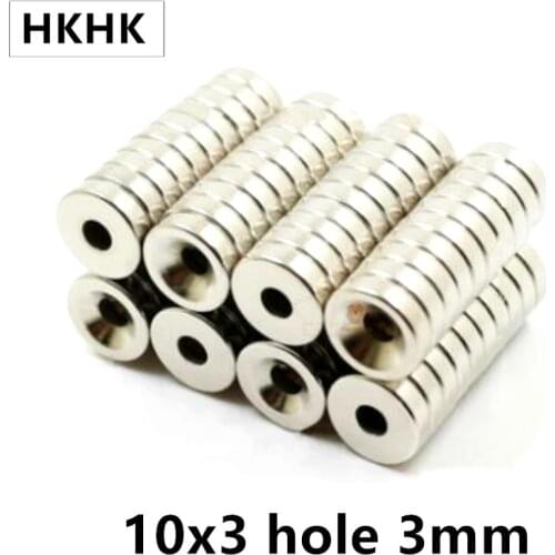 50/100PCS/LOT Disc magnet 10*3 Hole 3 N35 D Countersunk Permanent magnet 10x3 magnets 10x3-3 for speaker 10mm x 3mm