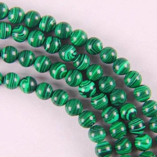 6MM Green Malachite Round Loose Beads 15.5 Inch Jewelry For Woman Gift Making B002