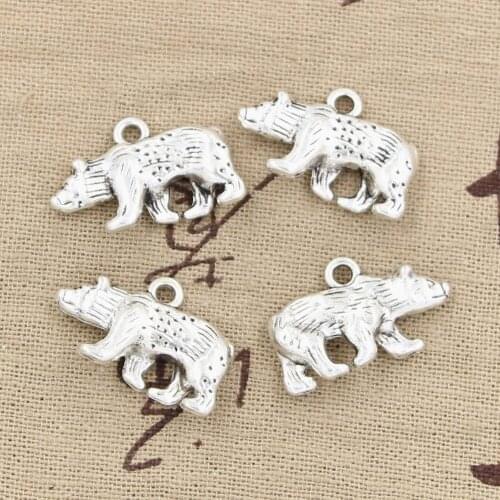 8pcs Charms Bear California State Flag 24x15mm Antique Bronze Silver Color Plated Pendants Making DIY Handmade Tibetan Jewelry