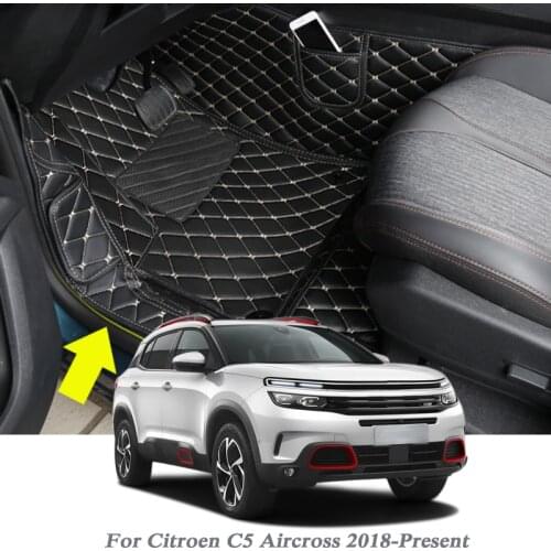 Car Styling PU Leather Floor Mat For Citroen C5 Aircross 2018-Present Auto Foot Pad Automobile Carpet Cover Internal Accessory