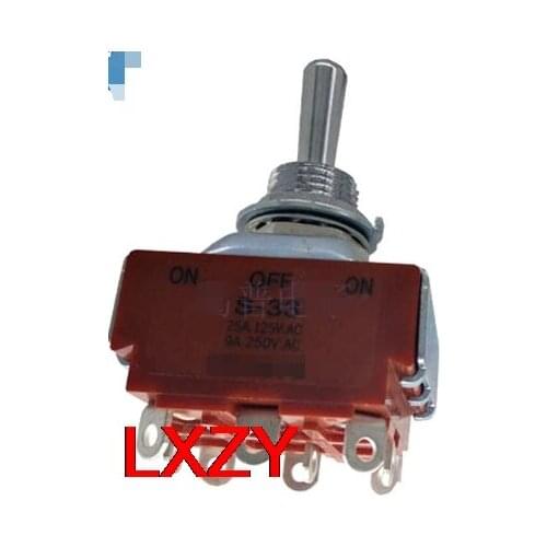 Free Shipping 2Pcs/lot S-33 S33 Toggle Switches on-off-on 3PST 9 Foot 3-Speed 20A Current