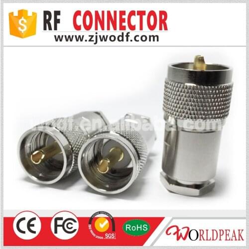 Free shipping 5 pcs PL259 UHF male straight clamp RG213 RG214 cable connector