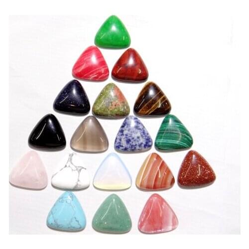 25mm Natural stone Turquoises Quartz crystal tiger eye triangle cabochon beads for Diy Jewelry Making Necklace Accessories20pcs