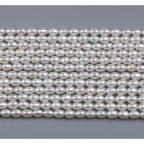 3-4mm AAA Quality Rice Shape Pearl Strand Real Freshwater Pearl Beads