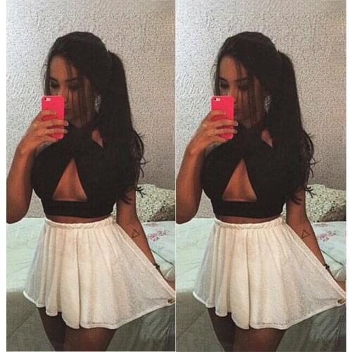 Women Sexy Fashion Backless Cut Out Vest Bandage Shirt Bra Strappy Cross Over Front Short Tops Street Club Wear