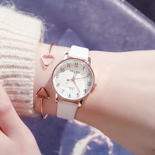 Small fresh design fashion women watches rose gold luxury quartz watch ladies cutting surface leather wristwatches woman clock