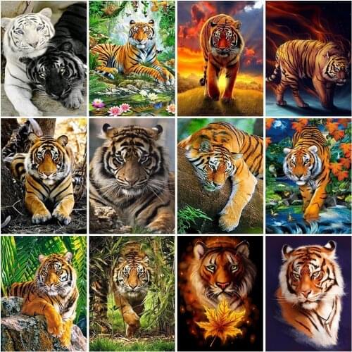 DIY Paints By Numbers Tiger Animal 50x40 Art Pictures set Coloring Decorative Canvas Wall Artcraft Oil Painting By Number