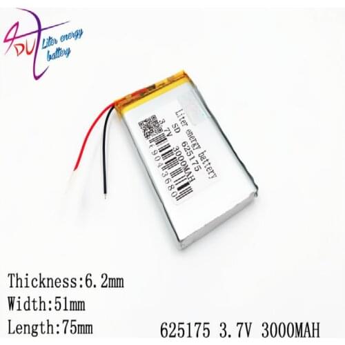 Best Battery Brand 3.7v 3000mah 625175 605075 Lithium Polymer Battery With Board For Mp4 Mp5 Gps Digital Products