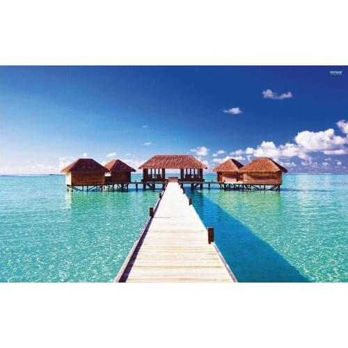 Maldives Sea Sky Landscape Beach Art print Silk poster Home Wall Decor
