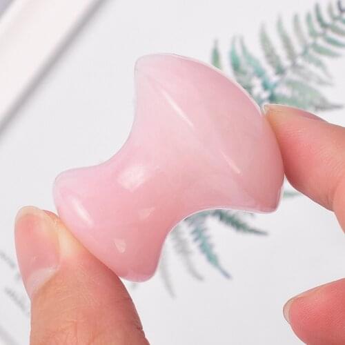 Natural Rose Quartz Green Aventurine Mushroom-Shape Gua Sha Guasha Scraping Massage Tool Sets Board for Spa Relaxing Meditation