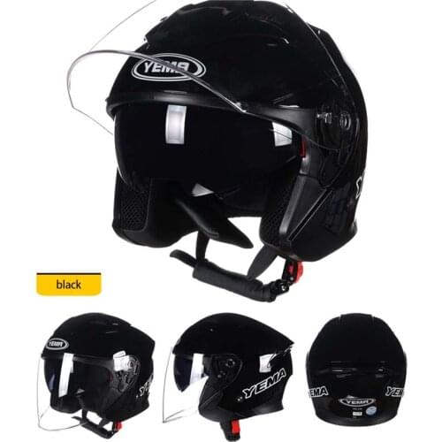 2019 YEMA 3/4 Face Motorcycle Helmet ,spitfire open Double visor Motorbike moto Helmet,black red pink yellow bllue