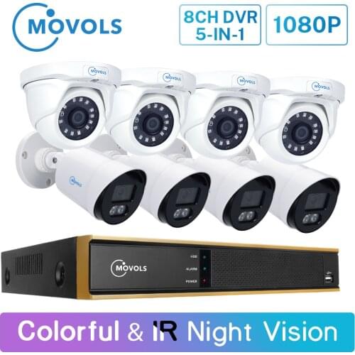 Movols 2MP Colorful&IR Night Vision CCTV Kit Outdoor Indoor Waterproof Video Surveillance System 8CH DVR Security Camera System