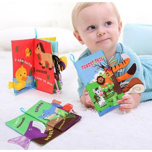Cartoon Farm Ocean Animal Tail Cloth Book Rustling Paper Kids Education Toy Cartoon Animal Pattern Early Learning Toy