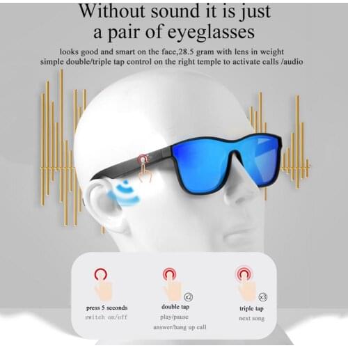 Headphone Sunglasses Smart Glasses Support BT 5.0 with Mic Bone Conduction Sport Driving Earphone Microphone Audio Headset New