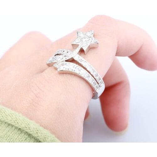 New Fashion Irregular Pentagram Rings Geometric Creative Punk Star Silvery Aesthetic Jewelry For Women Statement Wedding Party