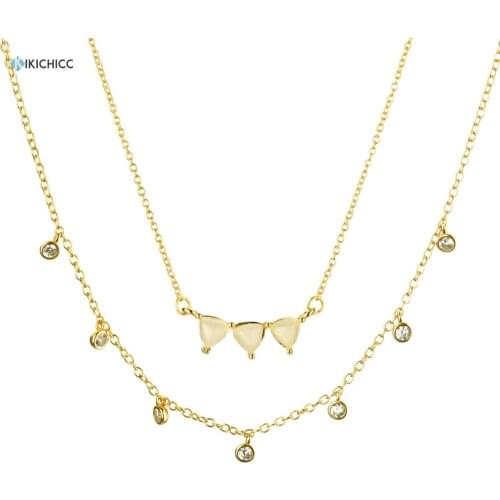 Kikichicc 100% 925 Sterling Silver Simple Double Chain Necklace Sepatate With Locker Crystal Center And Stationed CZS 2020 Jewel