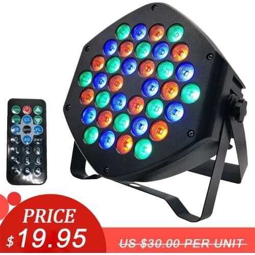 LED Flat Par 36x3W RGBW Lighting Professional LED Stage Lights Effect DMX512 Sound Master-Slave DJ Disco Party Lighting