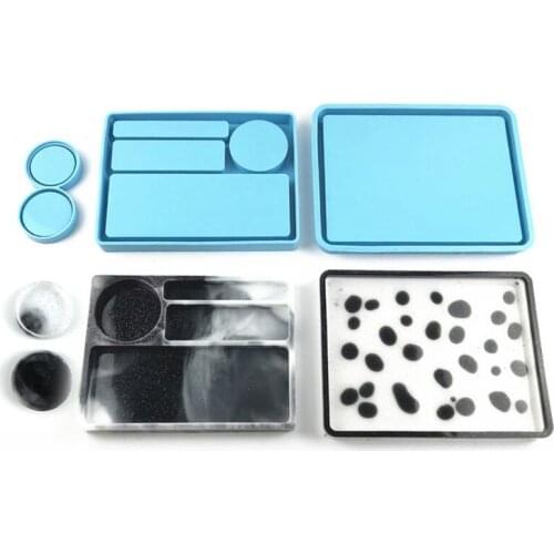 2021 Makeup Storage Tray Epoxy Resin Mold Serving Board Plate Coaster Silicone Mould DIY Crafts Home Decorations Casting Tools