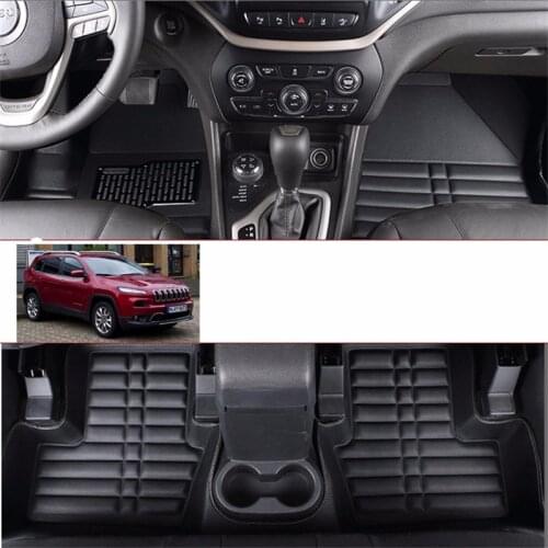 Durable styling accessories leather car floor mats for jeep cherokee KL 2014 2015 2016 2017 2018 2019 2020 sticker