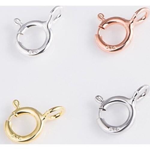 5pcs 100% 925 Sterling Silver Spring Clasps 5mm 4 Colors Neckalce/Bracelets Connector Spring Hooks Components DIY Jewelry Making