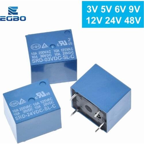 Relays SRD-03VDC-SL-C SRD-05VDC-SL-C SRD-06VDC-SL-C SRD-09VDC-SL-C SRD-12VDC-SL-C 3V 5V 6V 9V 12V 24V 48V 10A 250VAC 5PIN