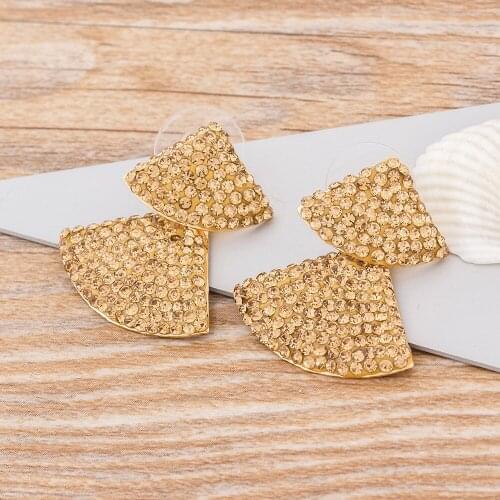 Geometric Gold Silver Color Tree Drop Dangle Earrings Vintage Copper Cubic Zirconia Rhinestone Jewelry Earrings For Women Girls