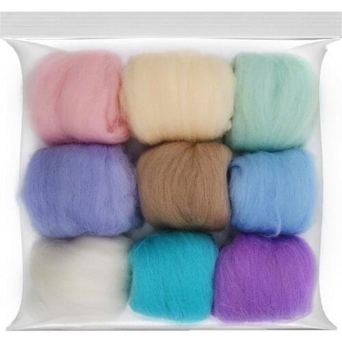 10g Merino Wool (9 Colors) 19 Microns Superfine Roving Wool Sheep Wool Needle Felting Wool for Wool Felting Kit (D)