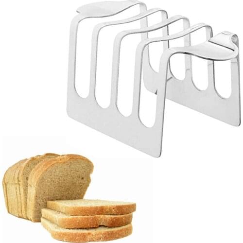 For Baking Breakfast Stainless Steel Toast Holder Dining 4 Slices Easy Clean Hotel Small Pastry Bread Rack Cookware Kitchen Home
