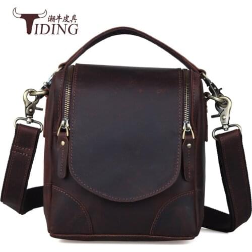Genuine leather camera bags 2018 Man Fashion Vintage Brand Travel Shoulder Crossbody Camera Bag Crazy Horse Leather Male handbag