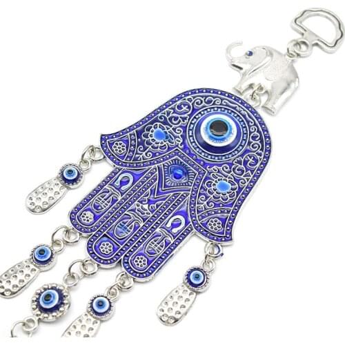 K1MF Turkish Blue Evil Eye Amulets Hand Wall Protection Hanging Lucky Pendant Wind Chimes Garden Home Decorations Ornament Gift