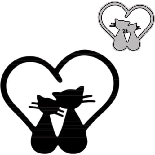 Couple Cats In Love Scrapbook Die Cuts Diy Scrapbooking Photo Album Metal Cutting Dies New 2021