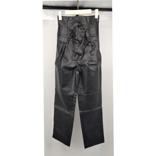 Yuerwang Women Pants Capris Black Leather Pants Fashion Women Trousers High Waist Long Trousers Loose Casual Pants Autumn 2021