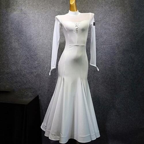 New Ballroom Dance Competition Dresses Elegant Waltz Dress Black/Red/Blue Long Sleeve Dress Womens Ballroom Dance Dresses