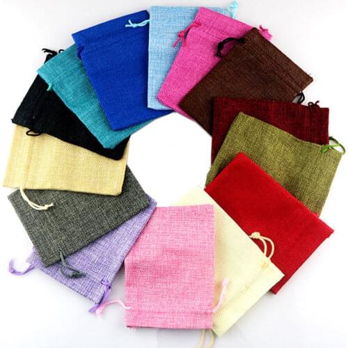 10pcs/lot Natural Burlap Hessian Candy Bags Wedding Party Favor Pouch Jute Gift Packaging for the guest Drawstring Bags supplies