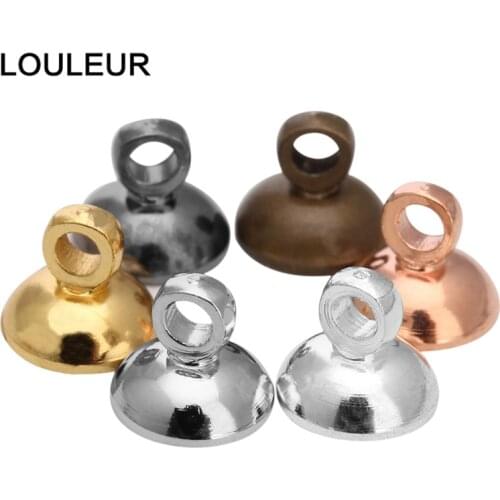 100pcs/Lot Gold Black Silver Color Copper Pearl Pendant Bases Connectors Bail Cap fit 6mm 8mm Beads Women DIY Jewelry Findings