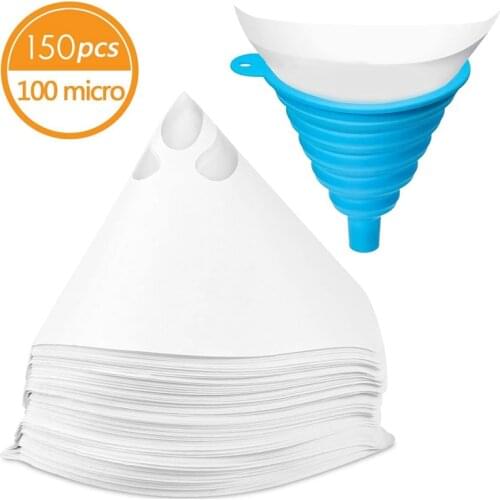 150 Pcs Paint Filter Disposable Paint Strainers (100 Micrometre) for Automotive Spray Paint with Funnel Filter