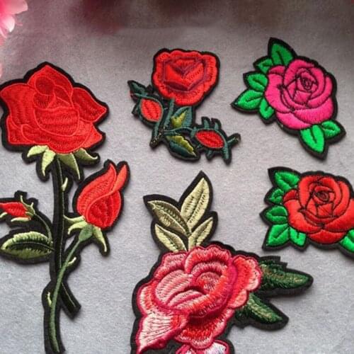 20 pieces Hot new peony patch ironing stickers Performance clothes Embroidered rose flower adhesive applique Patch sticker