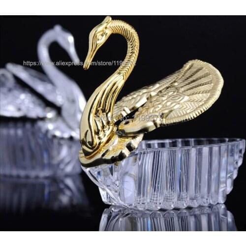 200pcs Acrylic Wedding Favor Swan Boxes Bomboniere Candy Box Gift Holder Decors Favors Gifts Holders