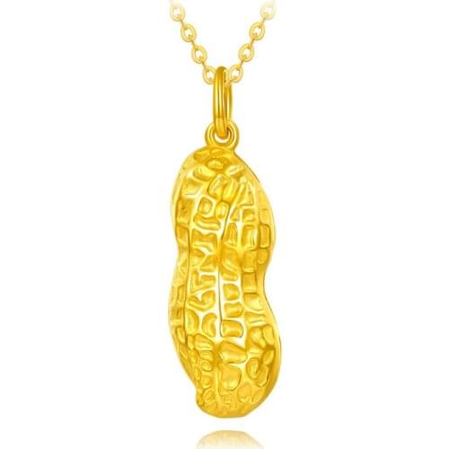 24K Yellow Gold Pendant Pure 999 3D Yellow Gold Peanut Necklace Pendant P6232