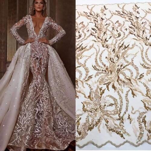 African French Tulle Sequins Lace Fabric 2020 High Quality Lace Material Nigerian Lace Fabrics For Garment Sewing 3113