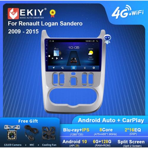 EKIY 9'' Android 9 Autoradio For Renault Logan Sander For Lada Largus Lergus For Dacia Duster Car Multimedia Navigation Stereo