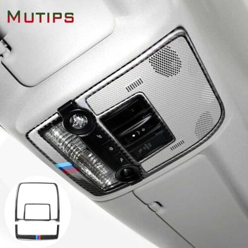 Mutips Car Reading Light Cover trim For BMW X5 E70 X6 E71 carbon fiber decoration Interior roof Lamp Frame accessories 2008-2013