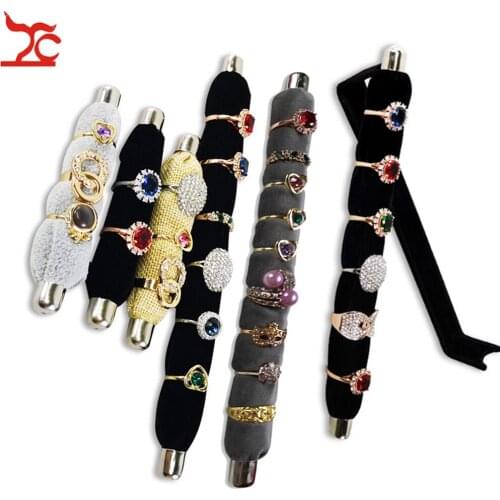 New Convience Velvet Ring Jewelry Storage Holder Soft Sponge Stick Ring Bar Rack Ring Jewelry Display Exhibition Stand Shelf