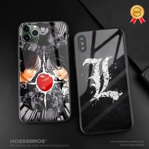 Death Note L Lawliet Light Yagami anime glass soft silicone Phone case cover for iPhone 6 6s 7 8 Plus X XR XS 11 Pro MAX