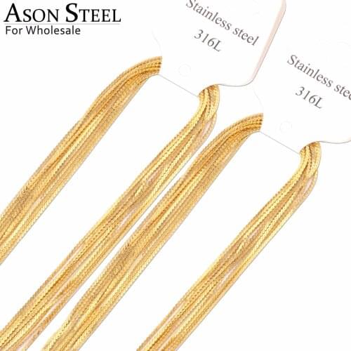 ASONSTEEL 10pcs/Lots 316L Stainless Steel Choker Necklace Gold Color Rope Chains for Pendants with Lobster Clasps Jewelry