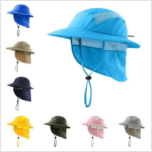 Connectyle Toddler Boys Girls Summer Sun Hat UPF50+ Bucket Hats with Detachable Neck Flap Summer Beach Hat Kids Safari Play Hats